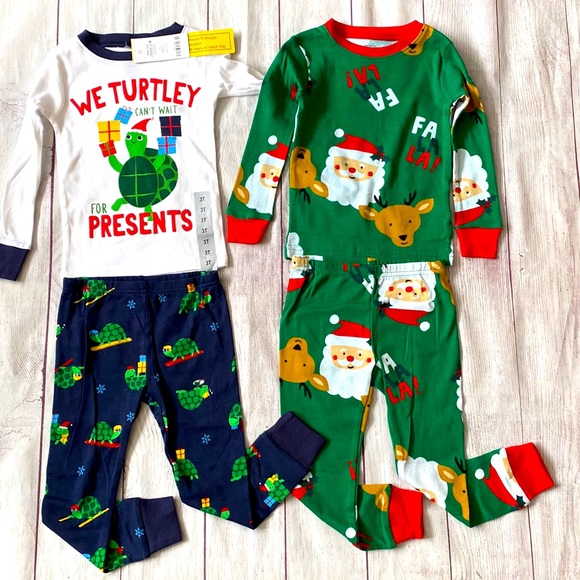 🎄🐢NWT Carter’s Christmas Pajamas Toddler Boys 🐢🎄 - Picture 1 of 5